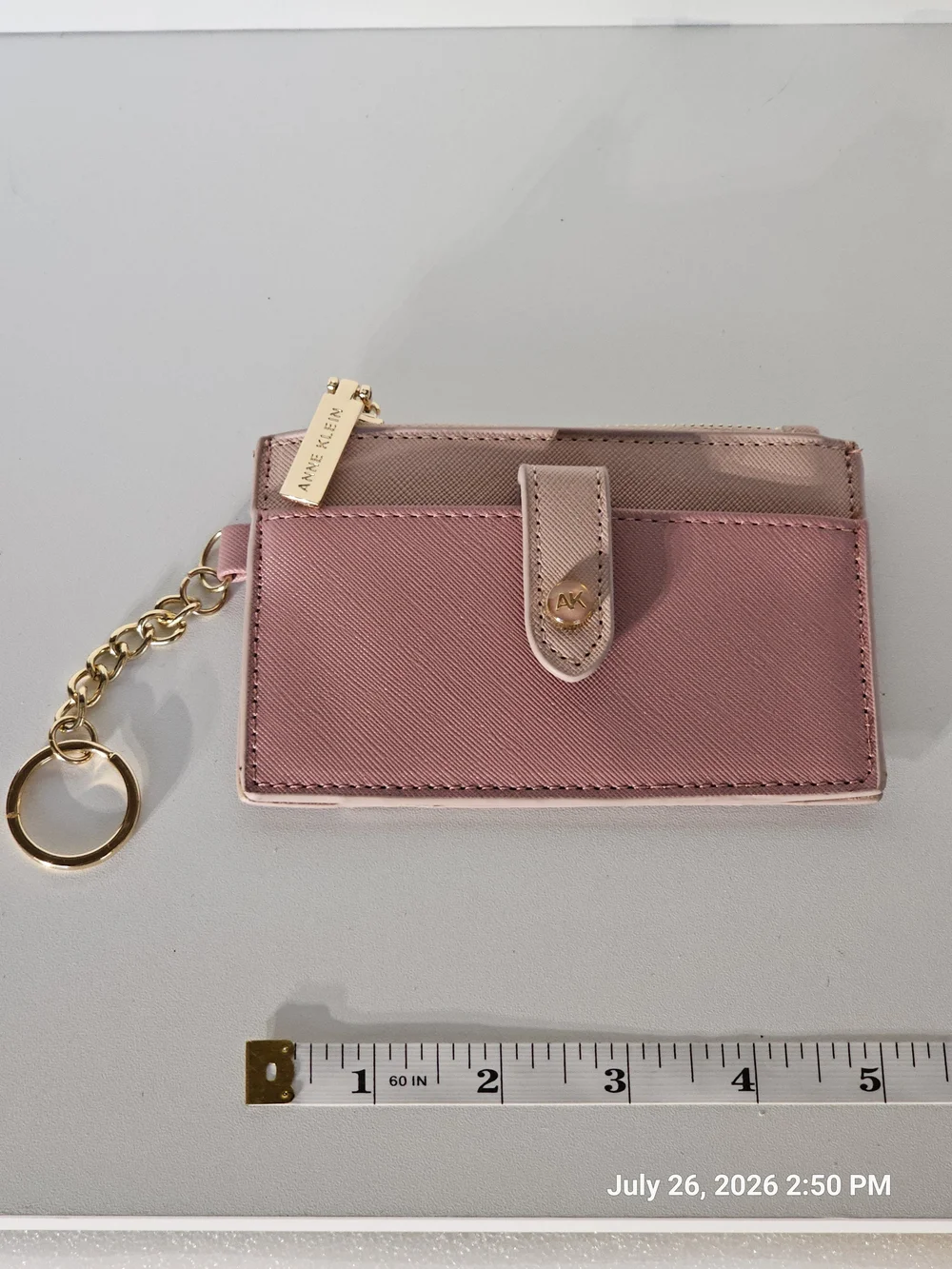 Anne Klein Pink and Blush Card Holder with Gold Keychain